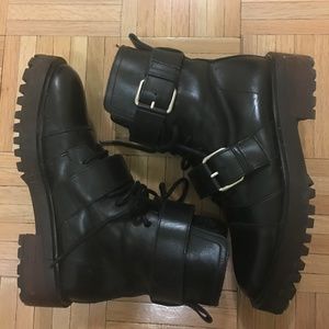 ZARA black lace-up ankle boots